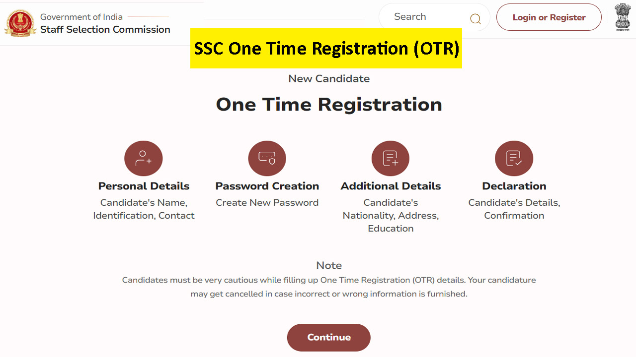 SSC OTR One Time Registration Online 2025